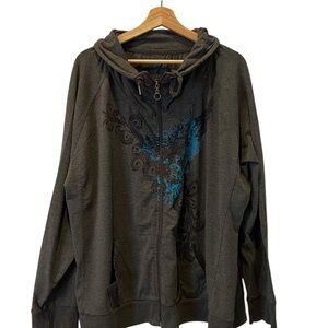 Addition Elle Charcoal and Teal Hoodie Jacket